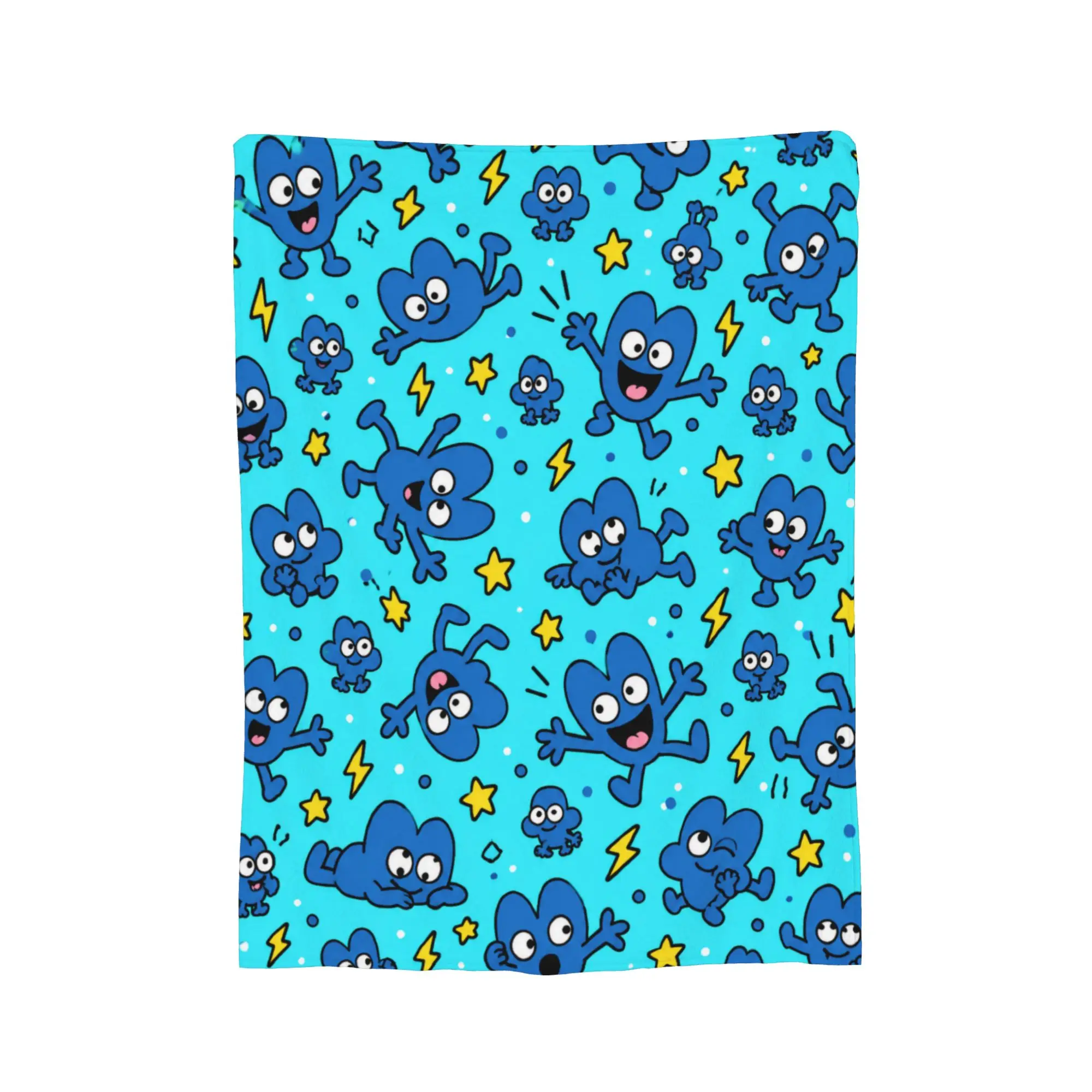 One TPOT pack BFDI Turquoise Star Print Blanket Super Soft  Bedding Throws Winter Child Couch Chair Sofa Bed Fluffy Bedspread