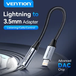 Adapter Vention do iPhone'a DAC Lightning do słuchawek OMTP 3,5 mm do iPhone'a 14 12 Pro max xr Kabel Aux Akcesoria do telefonu