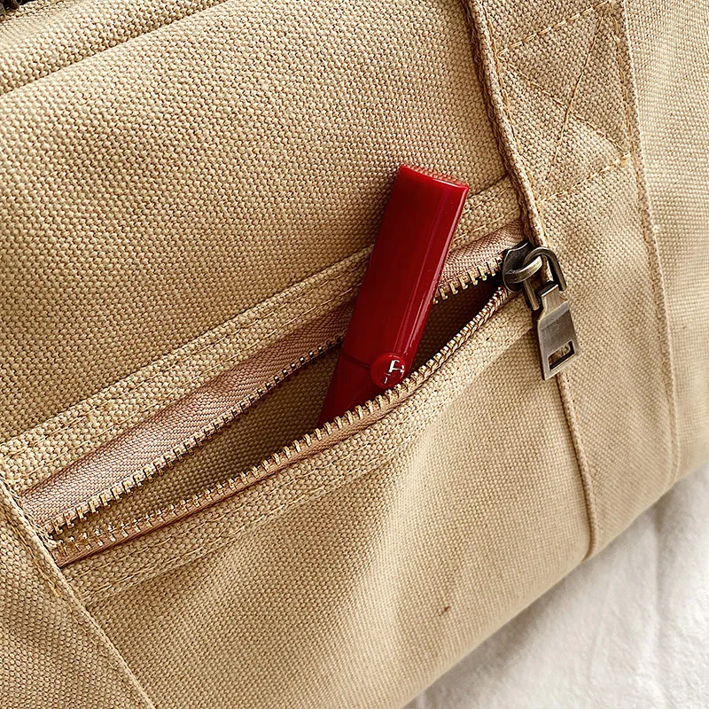 Harajuku Canvas Messenger Bag Women Korea Style Long Strap Cross Body Bags Casual Big Capacity Portable Zipper Travel Bag