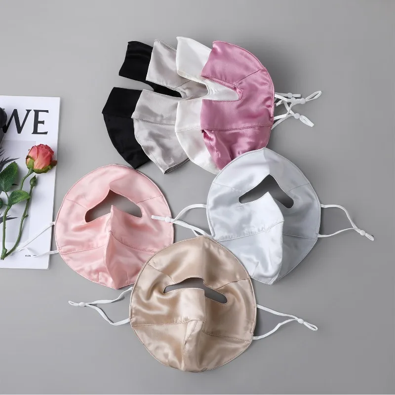1pcs 100% Mulberry Silk Full Face Sun Protection Mask Satin Women Summer Anti-ultraviolet Natural Mulberry Silk Breathable Veil