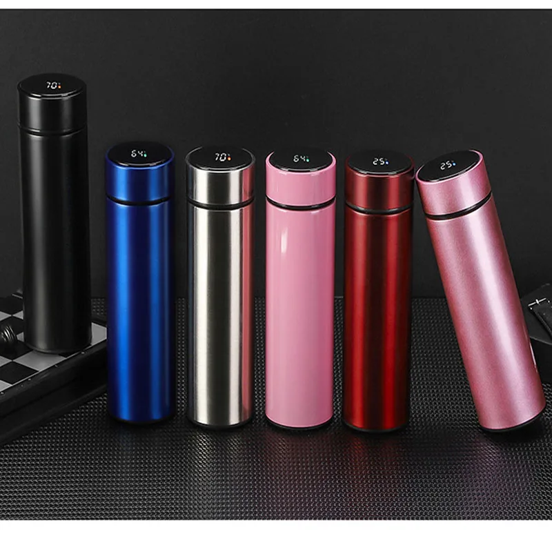 

500ml Smart Water Bottle Touch LED Temperature Display Vacuum Flasks Thermos Double 304 Stainless Steel Keeps Cold and Heat Ther