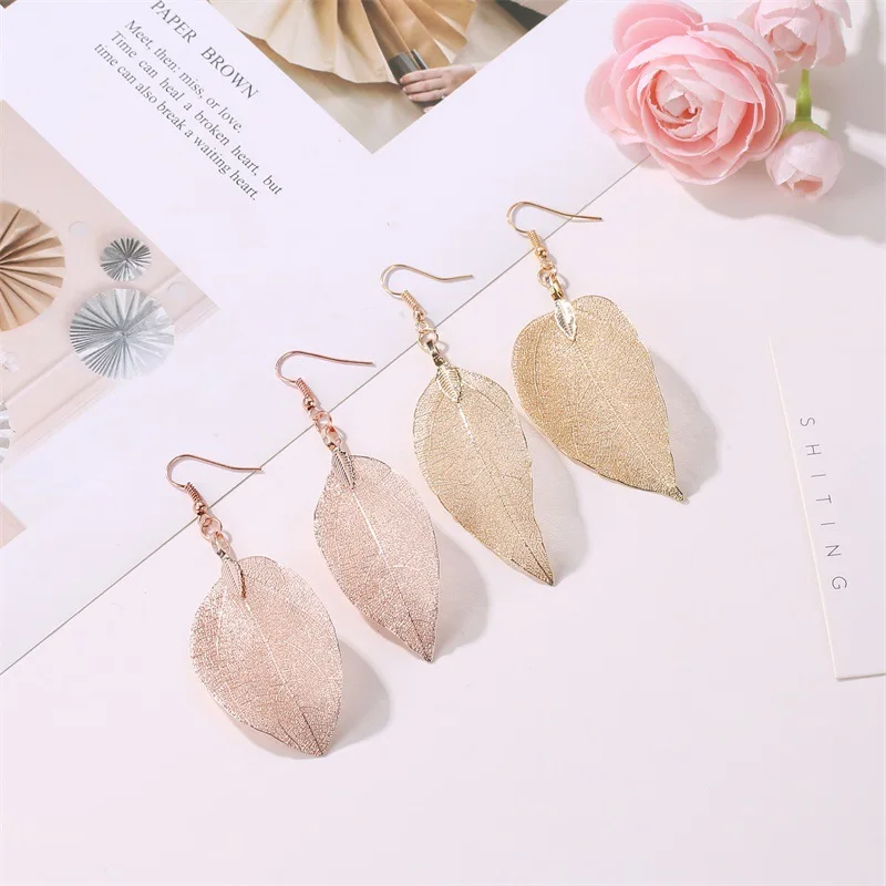 Popular Vintage Earrings Fashion Temperament Long Openwork Leaf Source Luxury Jewellery Beautiful Personality Stand Out Uniquely