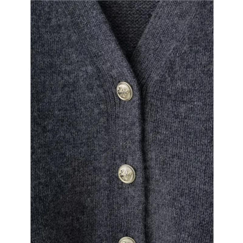 HipSeam, chaqueta de lana para mujer con botón dorado, tejido con cuello en V, manga larga, bolsillo, abrigos para mujer, chaquetas femeninas simples elásticas informales