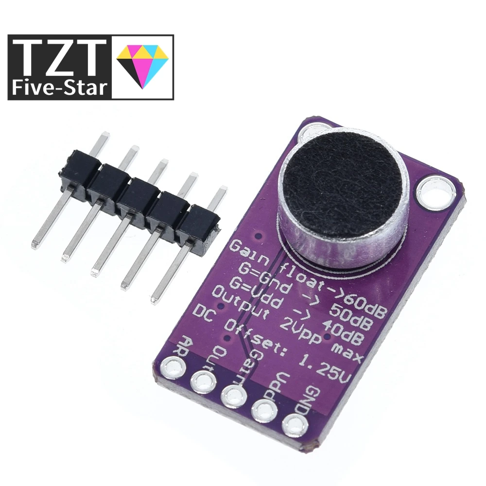 TZT MAX9814 Microphone AGC Amplifier Board Module Auto Gain Control for Arduino Programmable Attack and Release Ratio Low THD