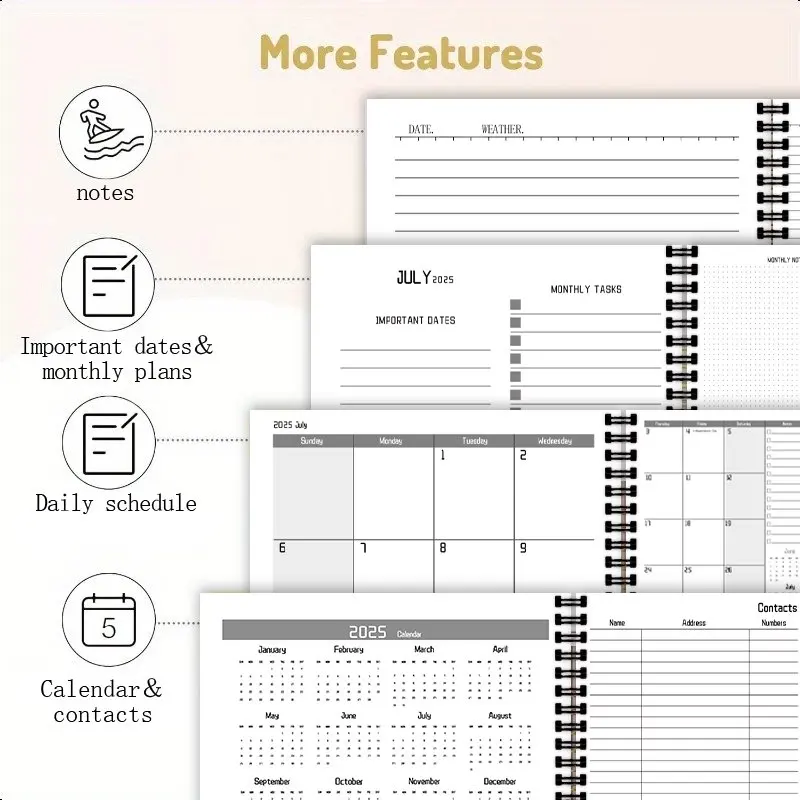 2025-2026 كتاب خطة المعلم، شهريًا، قائانات وجدول الأعمال الأسبوعية، مناسبة في المكاتب والمدارس والاستخدام اليومي للحياة اليومية #3