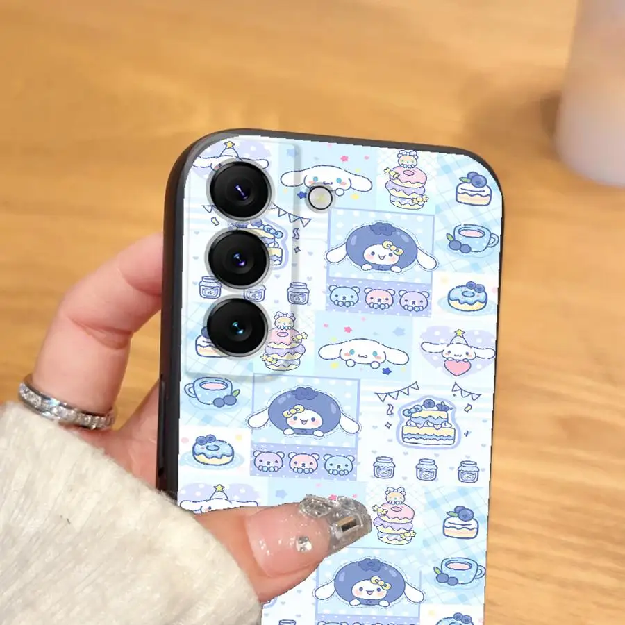 Custodia per Samsung Galaxy S24 Plus S21 FE S25 Edge S20 S23 Cover morbida ultra nera Cartoon Cute Cinnamoroll