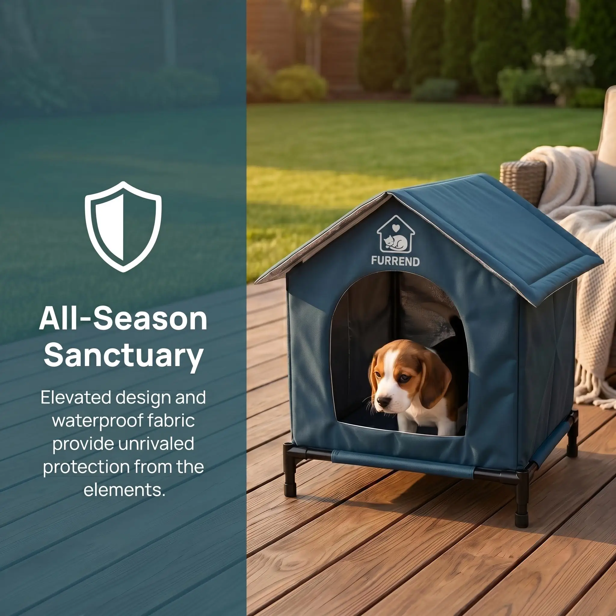 Waterproof Outdoor Pet House for Small Dogs Cats All-Season Oxford Dog Kennel Windproof Cat Shelter Scratch-Resistant Puppy Cave Tent Sturdy Washable Pet Bed Includes Warm Soft Blanket & Brackets view 3