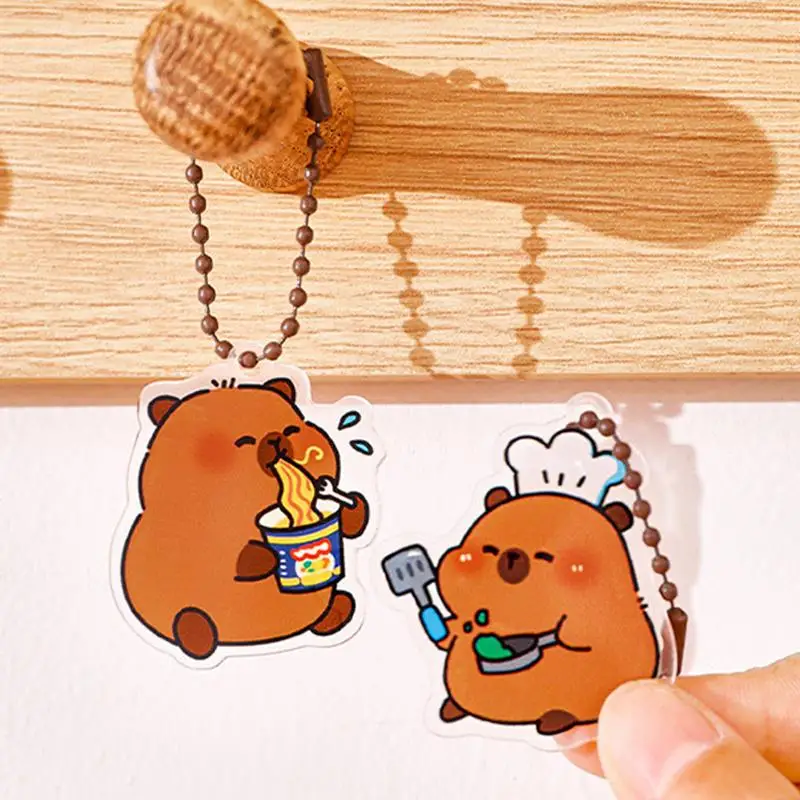 Capybara 가방 매력 동물 인형 펜던트, 귀여운 키체인 배낭 장식, 다기능 배낭, 홈 데코