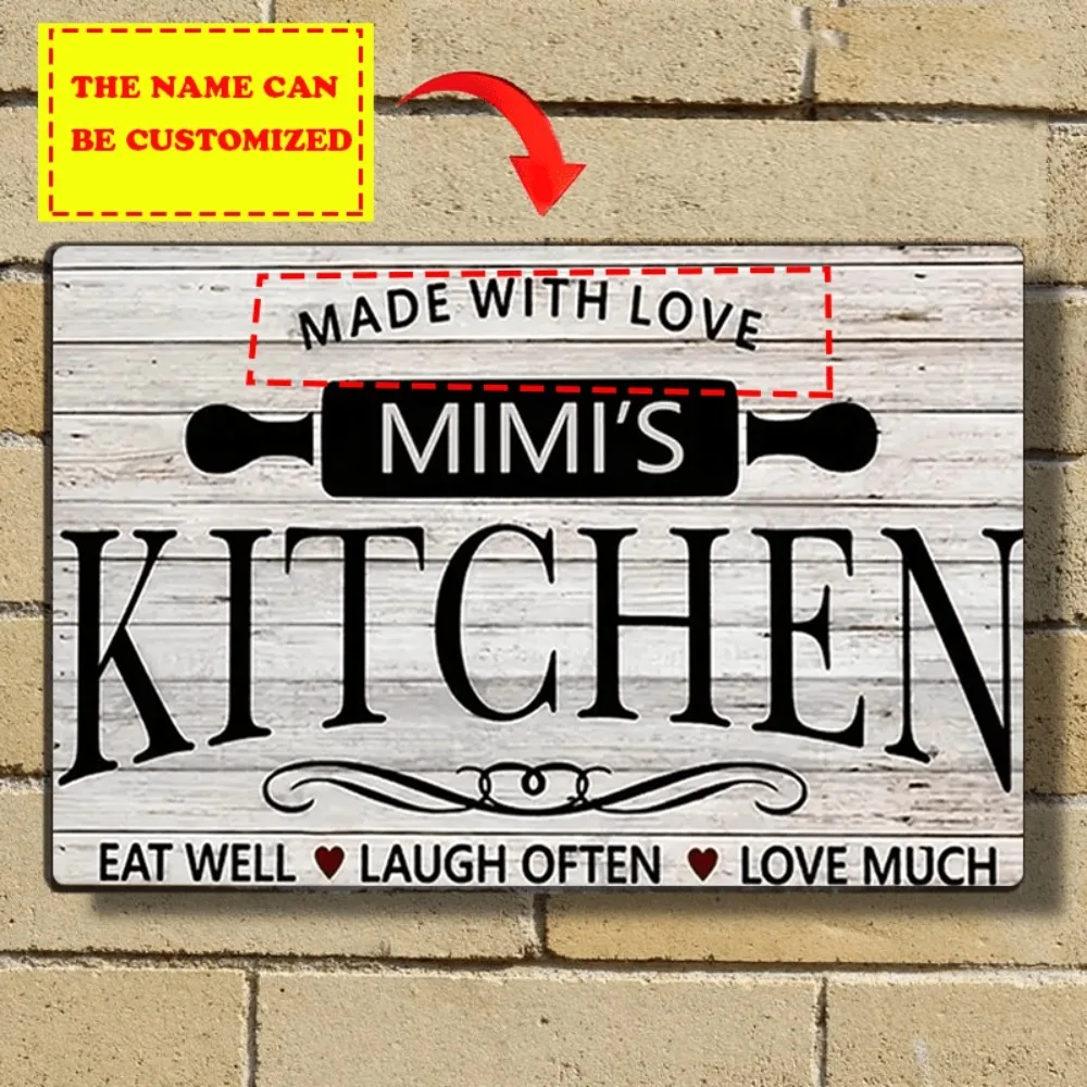 Customizable Metal Wall Sign 2D Flat Decor Only Love Laughter Kitchen Gift Waterproof 8x12in