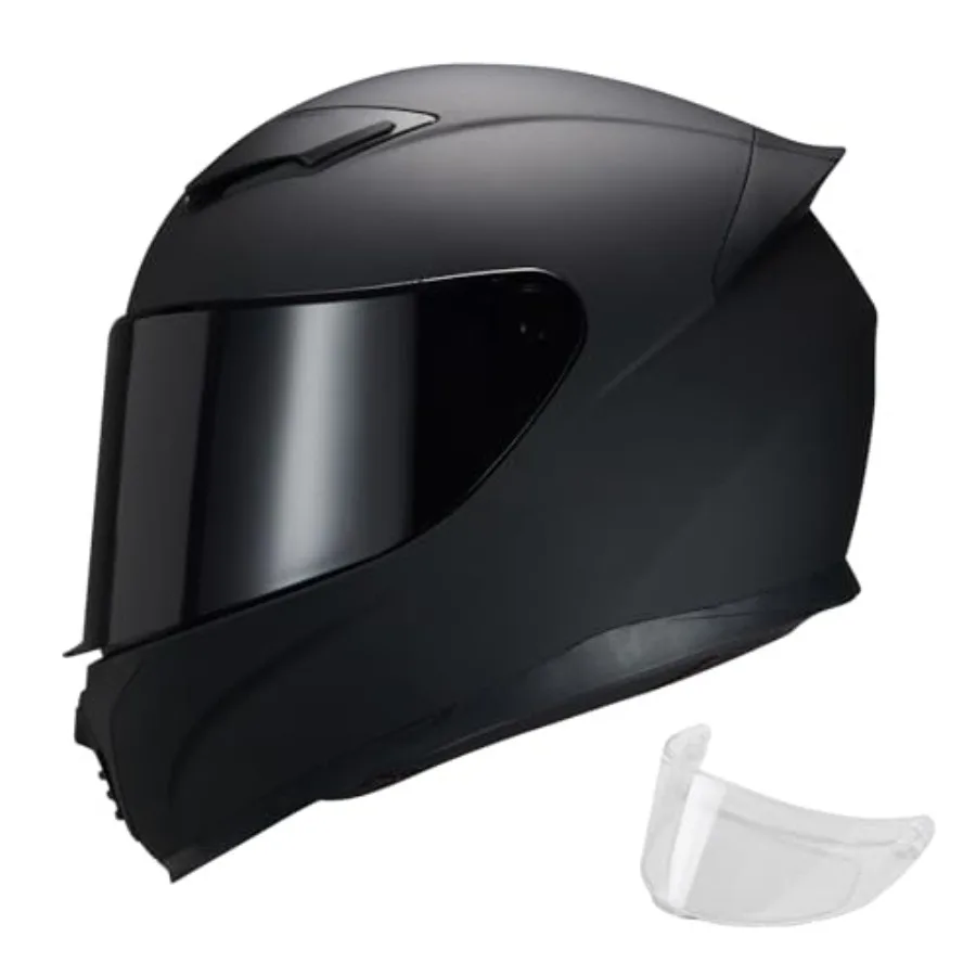 

Full Face Motorcycle Helmet WS-607 DOT Approved for Street Racing Polycarbonate Shell Matte Black Lightweight Ventilation Syste