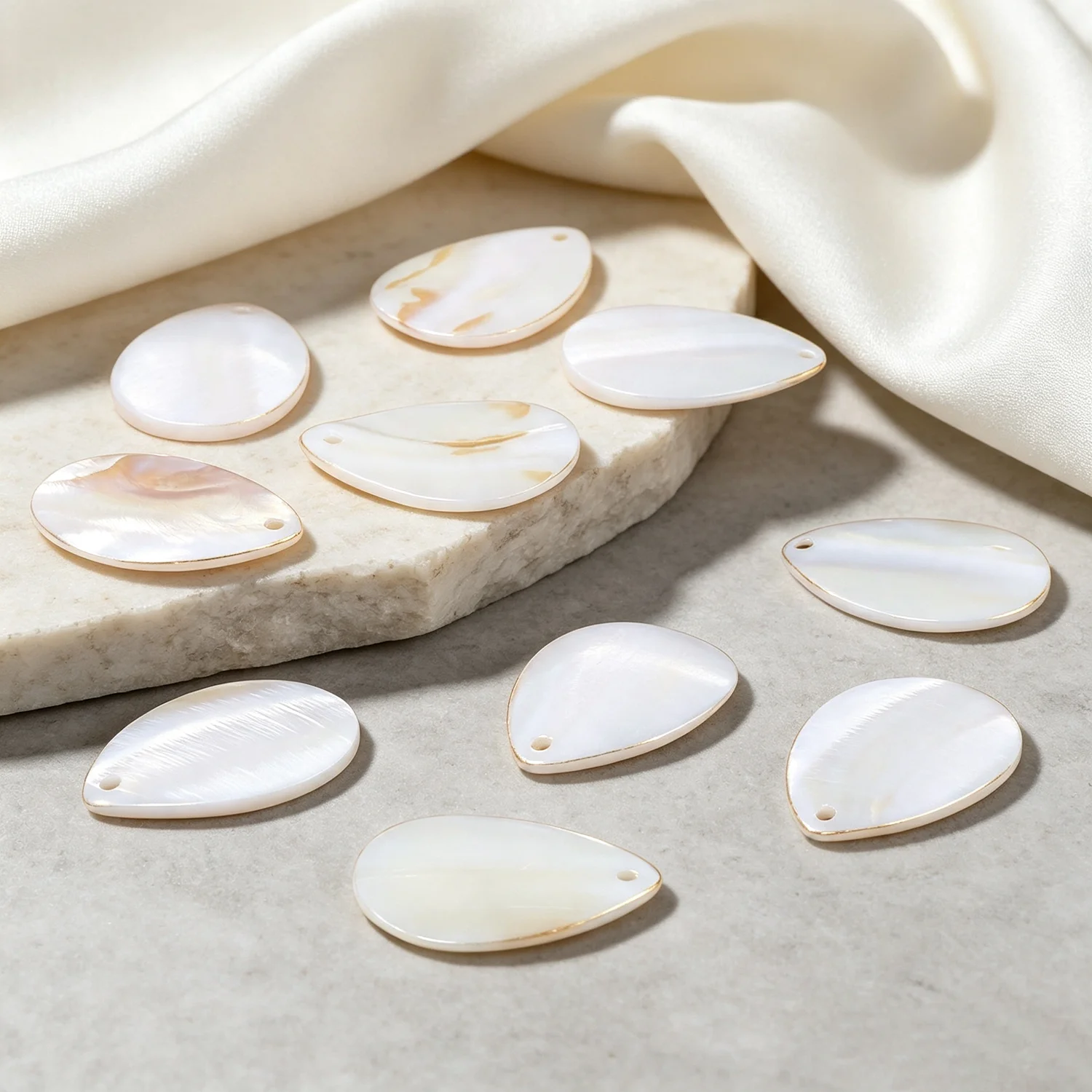 2Pcs  25x35mm Waterdrop Side Hole Shell Pendants DIY Jewelry Making Handmade Beading Fresh  Necklace Components Charms Supplies