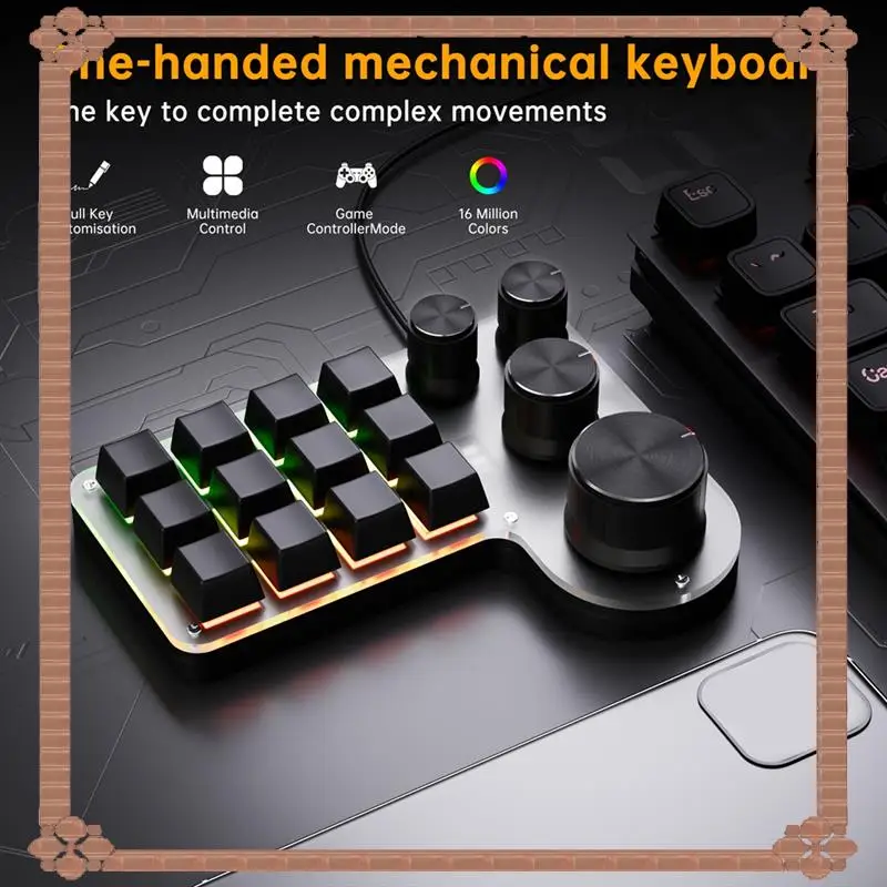24-Hour Delivery Mini Custom Keyboard 12 Keys 4 Knobs RGB BT Mechanical Keyboard Hotswap Programming Macro Gaming Keypad