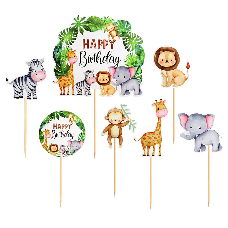 Wild Amimal Cake Topper Cute Forest Safari Cartoon Forest Theme Birthday Party Supplies For Kids And Adults Party Decoratio