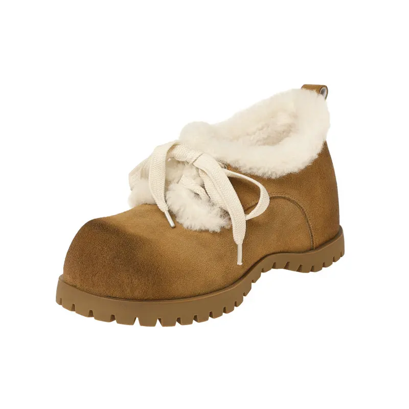 

2025 Women Winter Snow Boots Genuine Leather Ankle Wool Warm Cow Suede outdoor Shoes