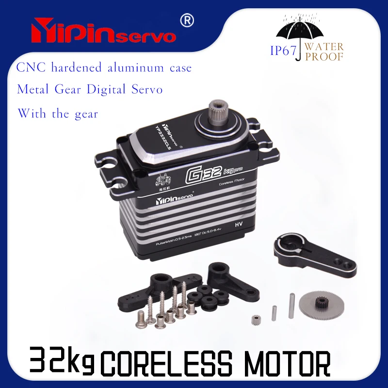 YIPIN 32KG Serwo Bezrdzeniowe Duży Moment Obrotowy Wysokie Napięcie CNC Aluminiowa Obudowa Metalowe Przekładnie Wodoodporne Do Samochodów RC 1/10 Traxxas Industrial