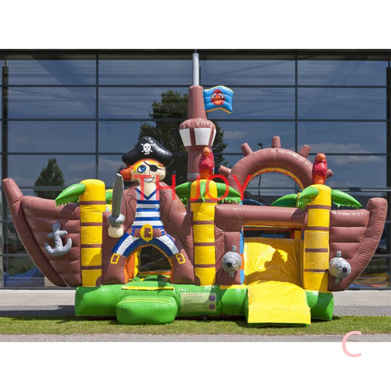 by ship to door, Pirate Ship Bounce House With Slide comobs commerical Inflatable Bouncer Pirate Bouncy Castle for sale