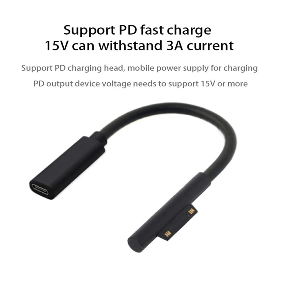 15V 3A Surface Connect to Type C PD Schnellladekabel, kompatibel mit Microsoft Surface Pro 8/7/6/5/4/3 Go3/2/1 Laptop4/3/2/1 – Detail 6