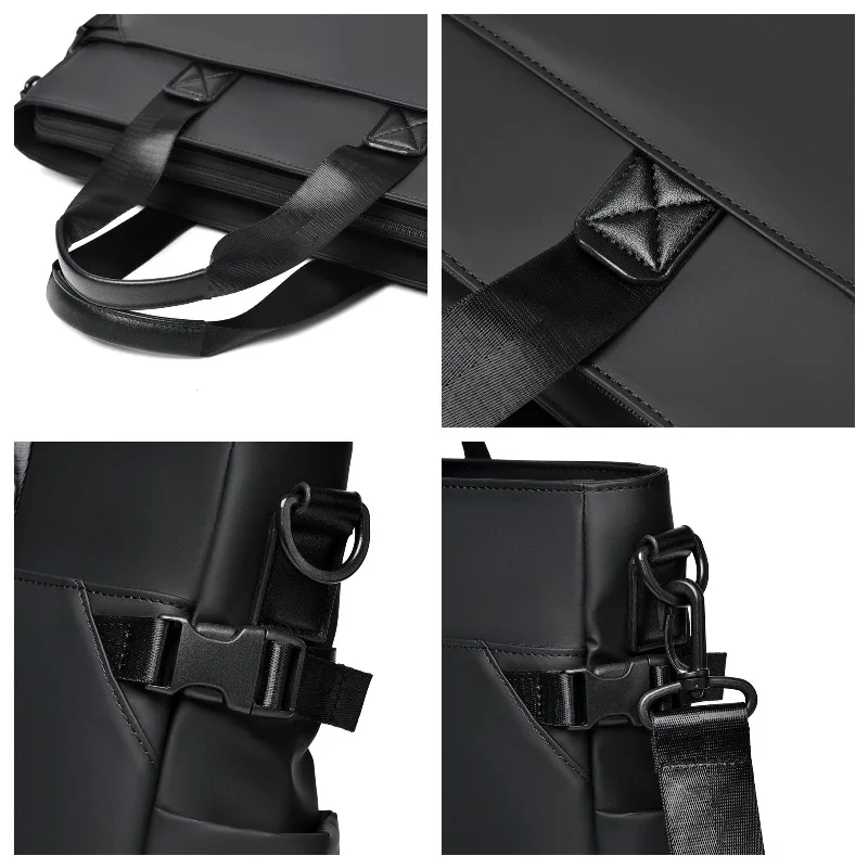 Men's Briefcase Black Waterproof Large Capacity Handbag Versatile Commute for Business Laptop Bag Minimalist Daily Crossbody Bag