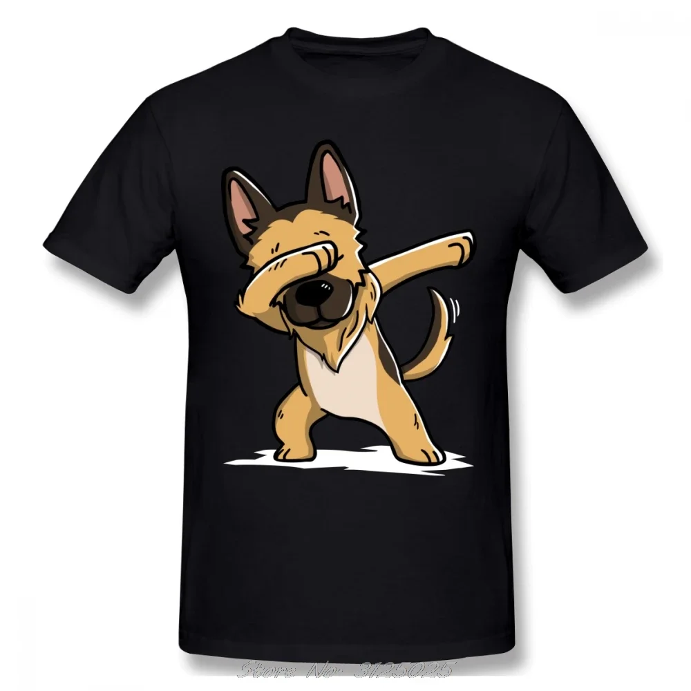 Dabbing German Shepherd Hip Hop Tshirt For Men Plus Size Digital Print Team Camiseta Men Cotton Tees Streetwear tee shirt homme