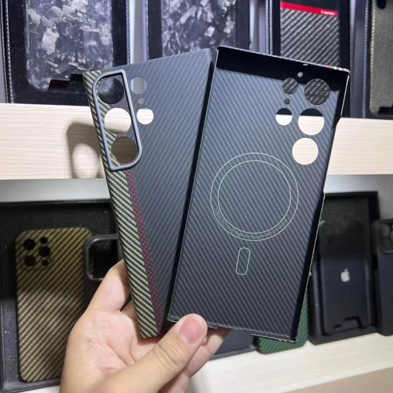 

Магнитный чехол из углеродного волокна для Samsung Galaxy S23 S23 Plus S23 Ультратонкий чехол из арамидного волокна для бизнеса S23 чехол для телефона