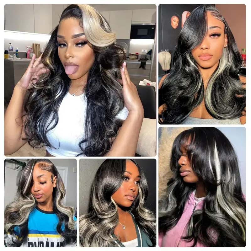 1B/613 Blonde Body Wave Bundles Human Hair 16A Brazilian Virgin Human Hair 240g Highlight Style Skunk Stripe Hair Quicky Weave Sew In - view 3