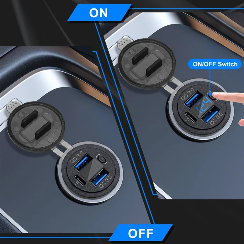 

【Домашние инструменты!】Раздо для автомобильного зарядного устройства USB C с вольтметром, 30 Вт, порт быстрой зарядки для морской лодки, автомобиля