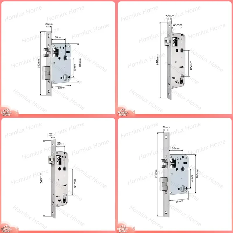 European Standard Stainless Steel Cylinder Door Bolt Lock Body 5050 3585 4585 6085 5572 6068 Smart Door Lock for