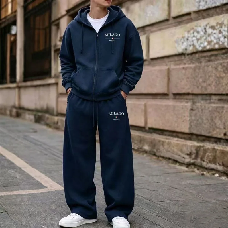 Autumn Winter Piece Set for men Drawstring Women Tracksuit Hooded Suit Quality Comfortable Casual Pullover Fashion Daily Clothes