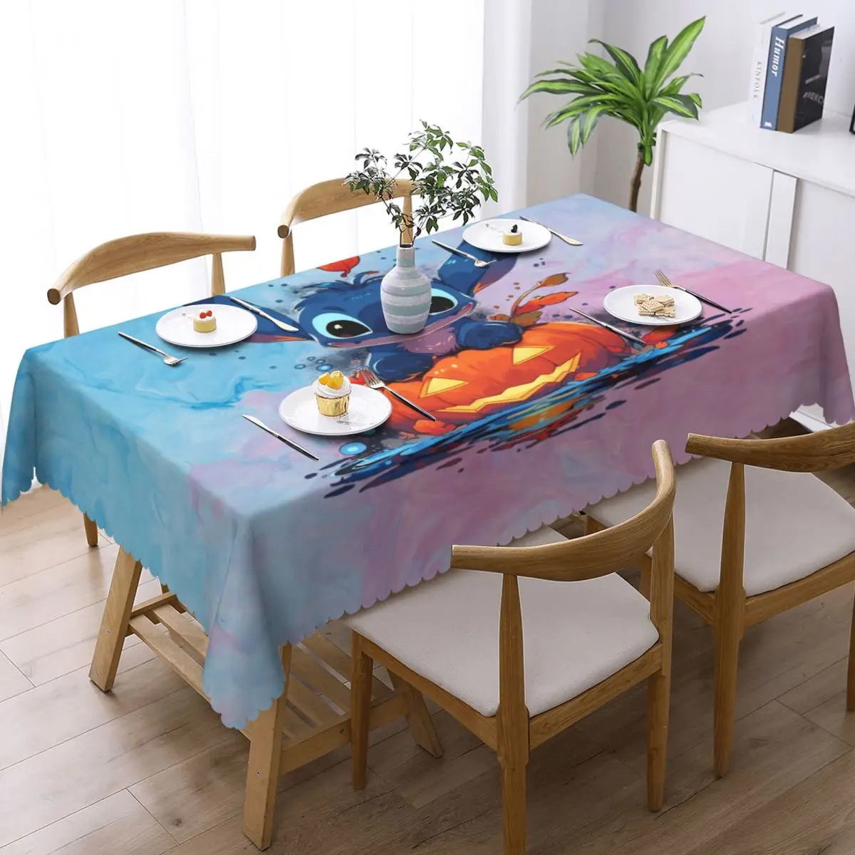 Custom Rectangular Waterproof Halloween Stitch Table Cover Disney Table Cloth Tablecloth for Dining