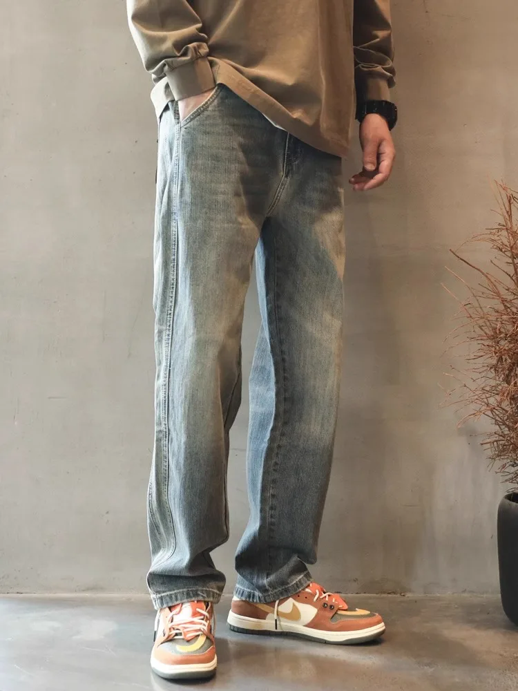 

Loose Straight Leg Men's Jeans Casual American Sle Spring High Street Workwear Comfortable Long Pants Youth Faion