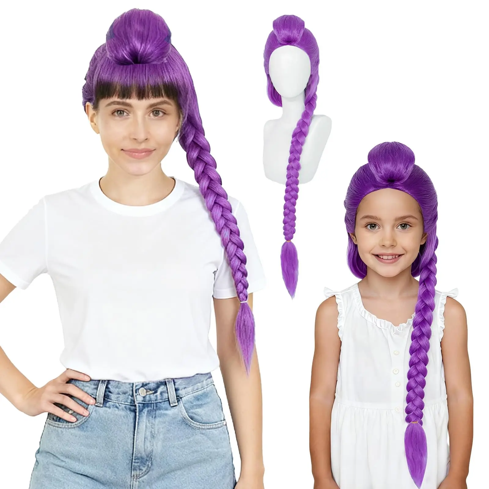 

Demon Hunters Wigs Pop Singer Purple Pink Plaited Braid Hair Halloween Cosplay Costume Props For Rumi Zoey Mira