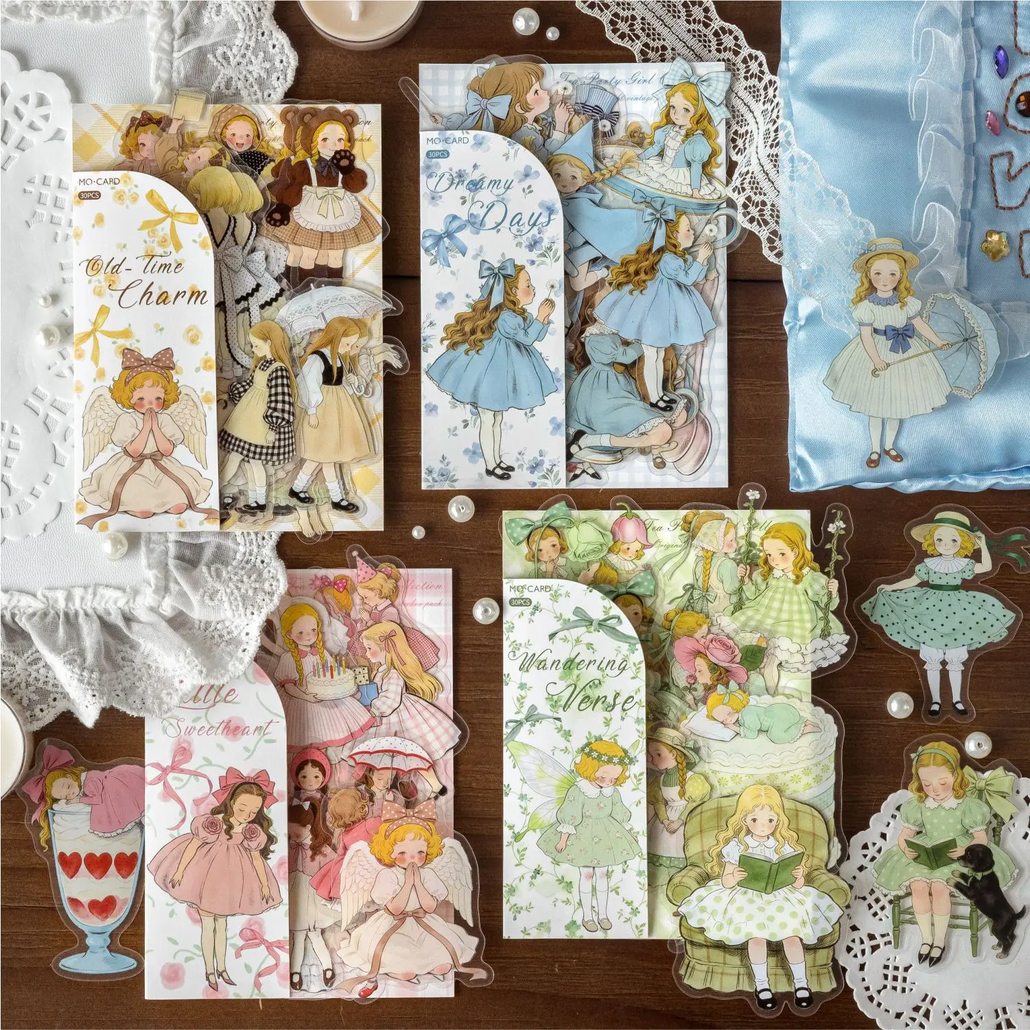 Autocollants de papeterie kawaii, 30 pièces/1 lot, autocollants décoratifs pour scrapbooking, bricolage, artisanat, fête du thé, fille
