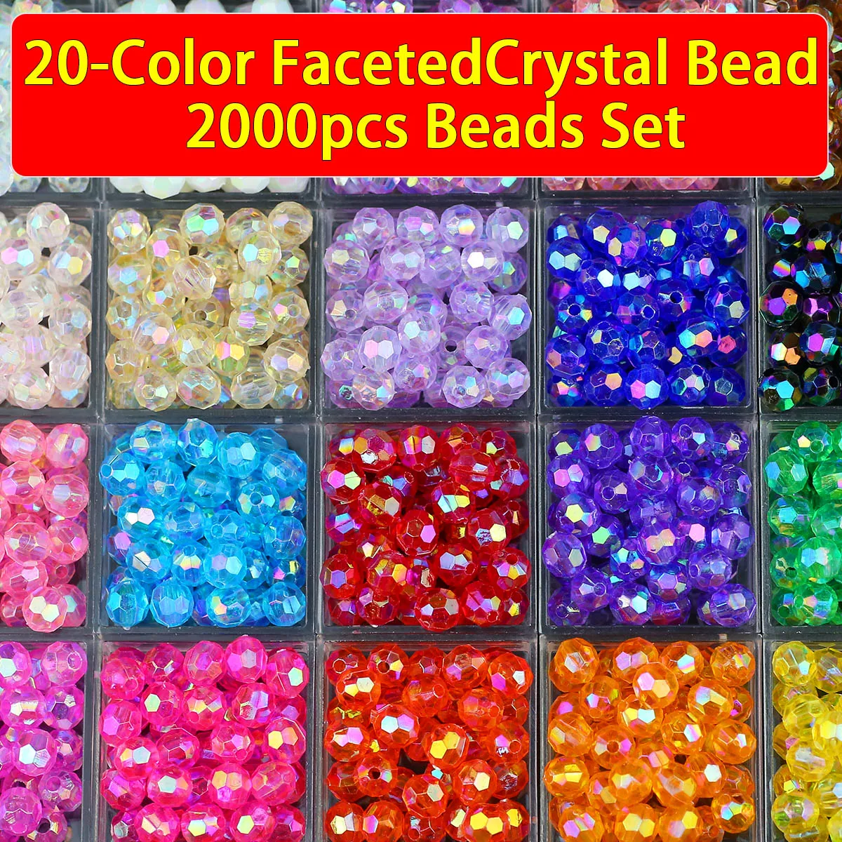 20colors 6mm Apx2000Pcs Laser Faceted Round Acrylic Loose Beads Ideal for DIY Bracelets Necklaces Keychains Other Jewelry Making