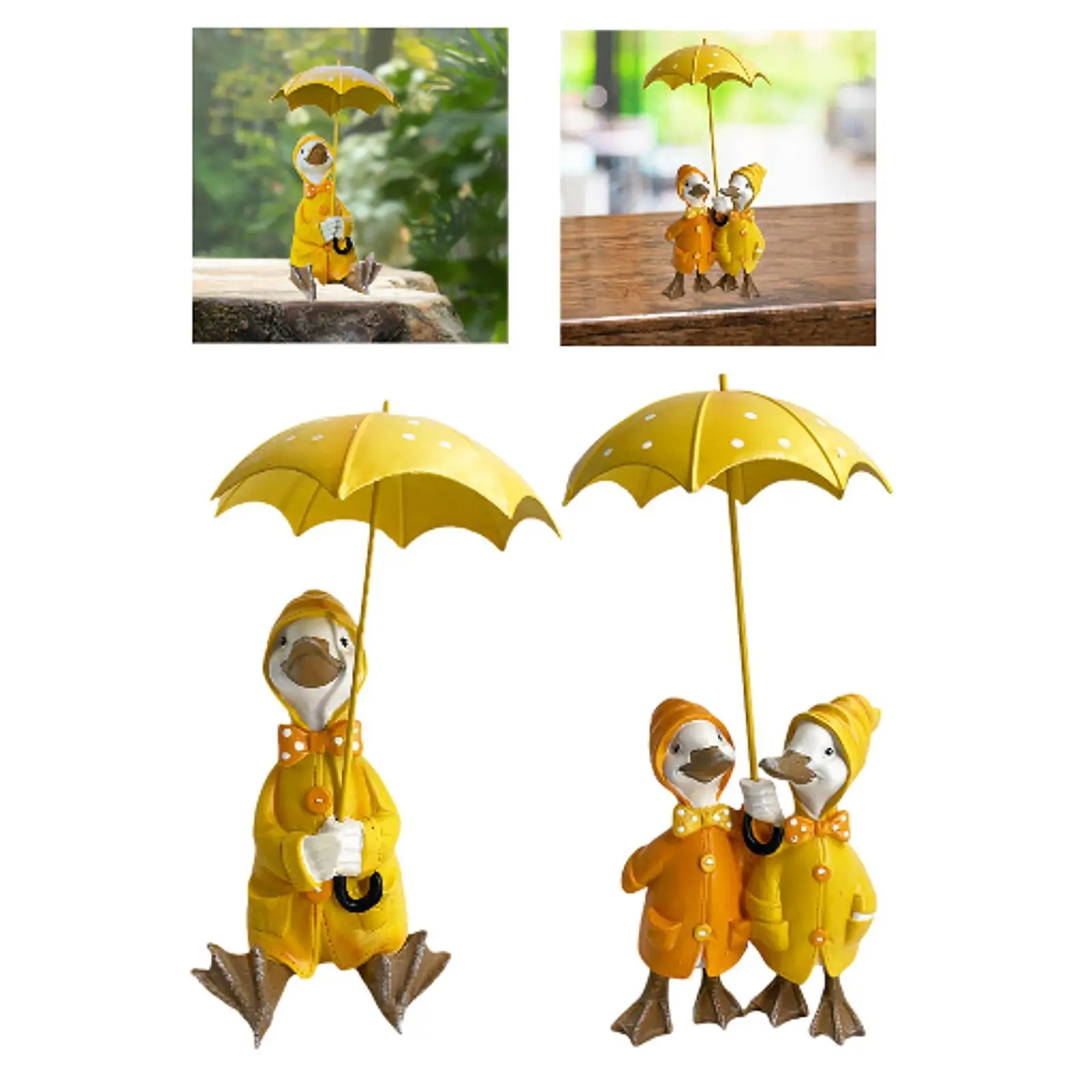 

Duck Holding Umbrella Statue Ornament Decorative Collection Animal Sculpture Resin Figurine for Yard Patio Outside Lawn Garden