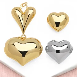 OCESRIO Trendy Polish Gold Silver Color Heart Pendant for Necklaces Copper Gold Plated Jewelry Making Supplies Wholesale pdtb498