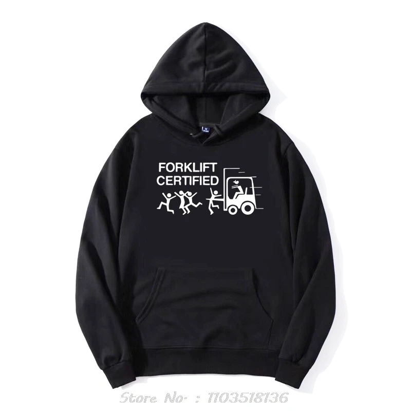 Forklift Certified Retro Hoodie Funny Forklift Operator Humor Gift Men Clothing Hoody Cotton Sweatshirt Soft Oversized Pullover