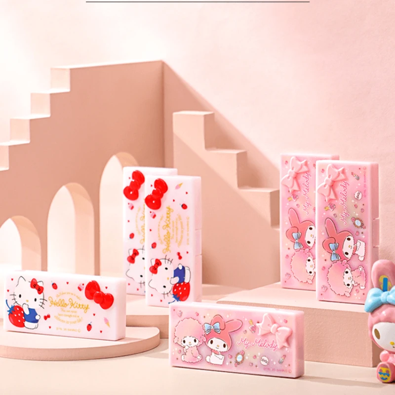 Japan's Sanrio kuromi hello kitty storage box for organizing portable cotton swabs and dental floss cute cartoon small box anime