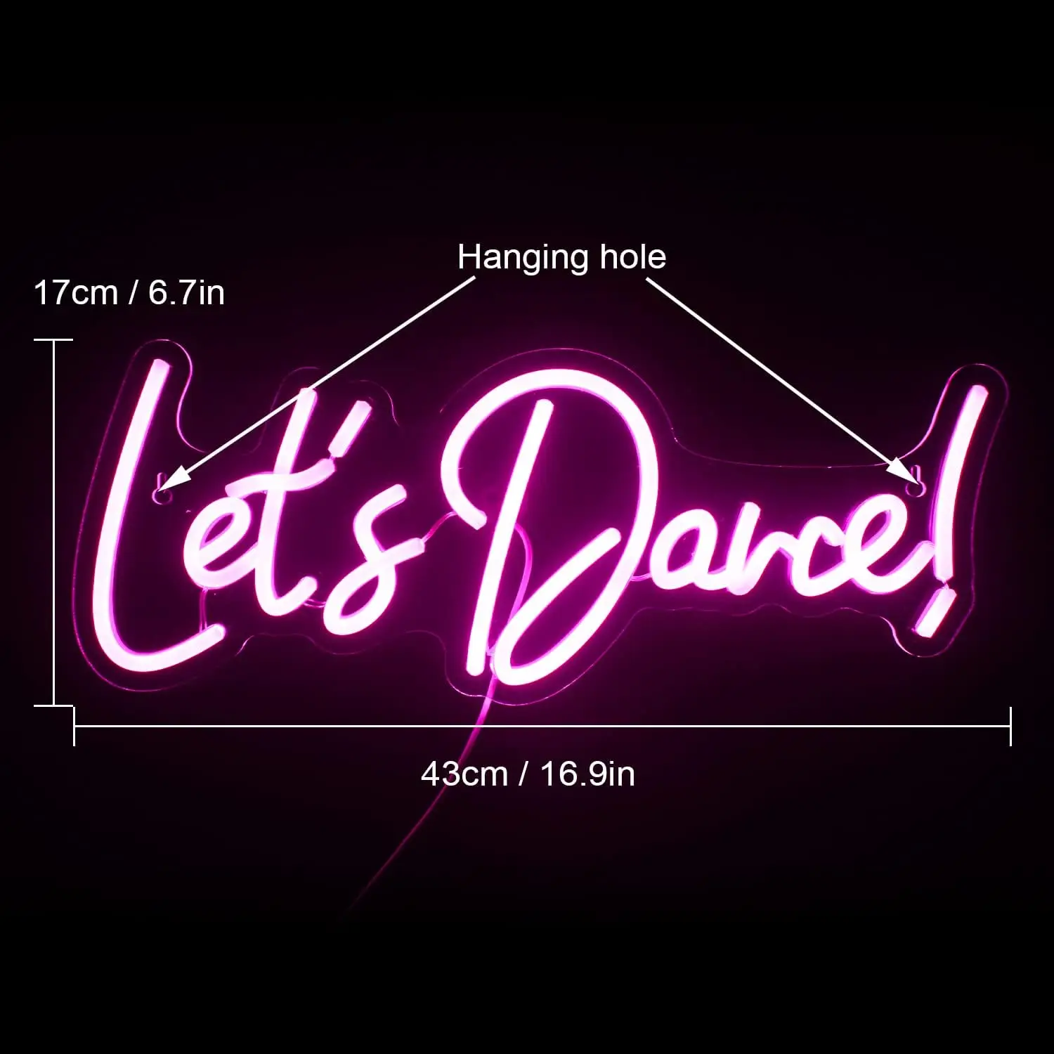 Lets Dance Rose Red Neon Sign Light for Party Wall Decor Disco Bar Nightclub Dance Studio Party Room Decor Energetic Wall Art