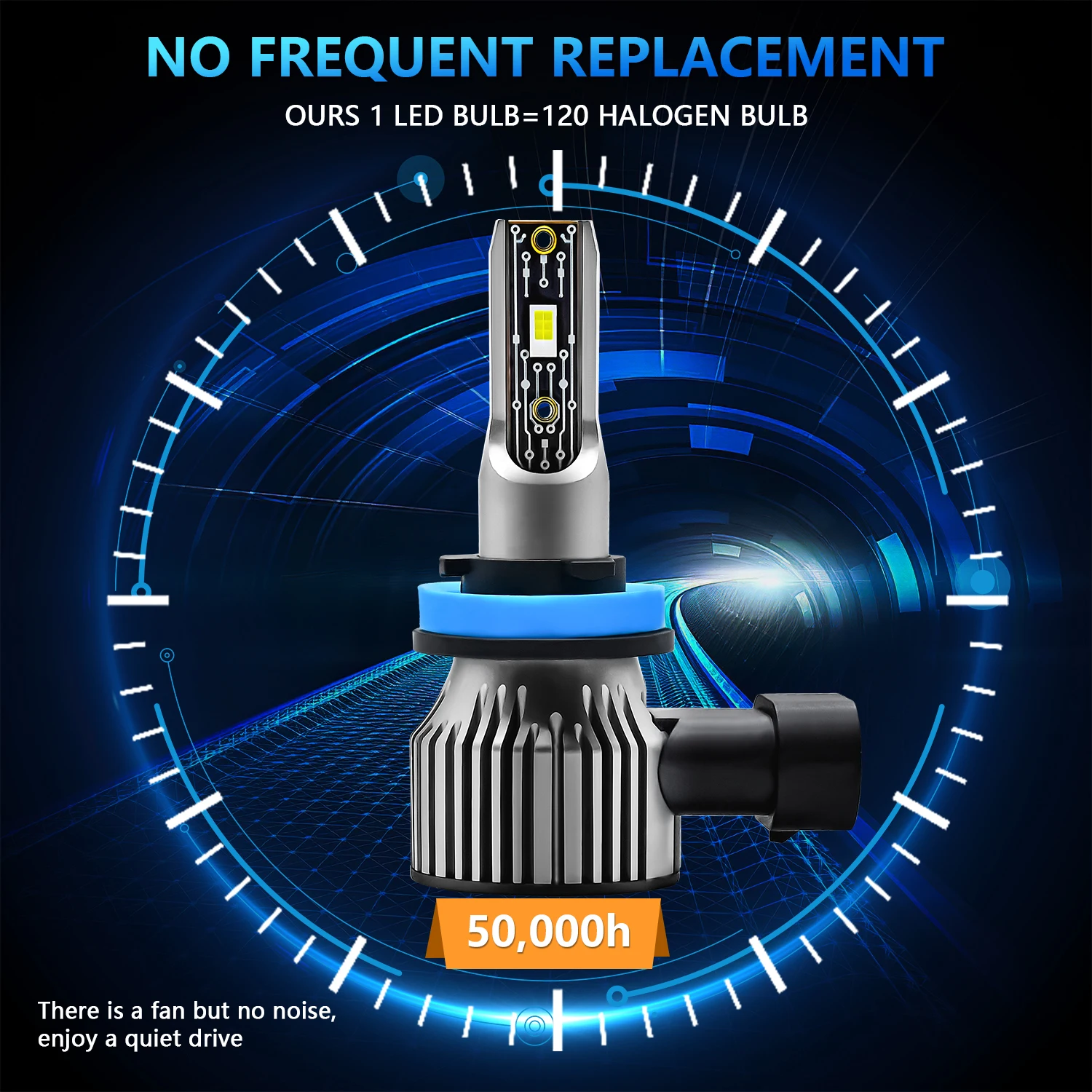 2 قطعة LED المصابيح الأمامية A6 H8 H9 H11 6500K 120 واط 12000LM مصابيح ضباب السيارة IP68 مقاوم للماء الطيران الألومنيوم لمبات تحويل عدة #3