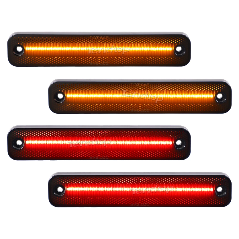 4x Smoked Amber/Red LED turn signal Side Marker Light Lamp For Ford Bronco F-Series F-100 F-150 F-250 F-350 E-Series Econoline