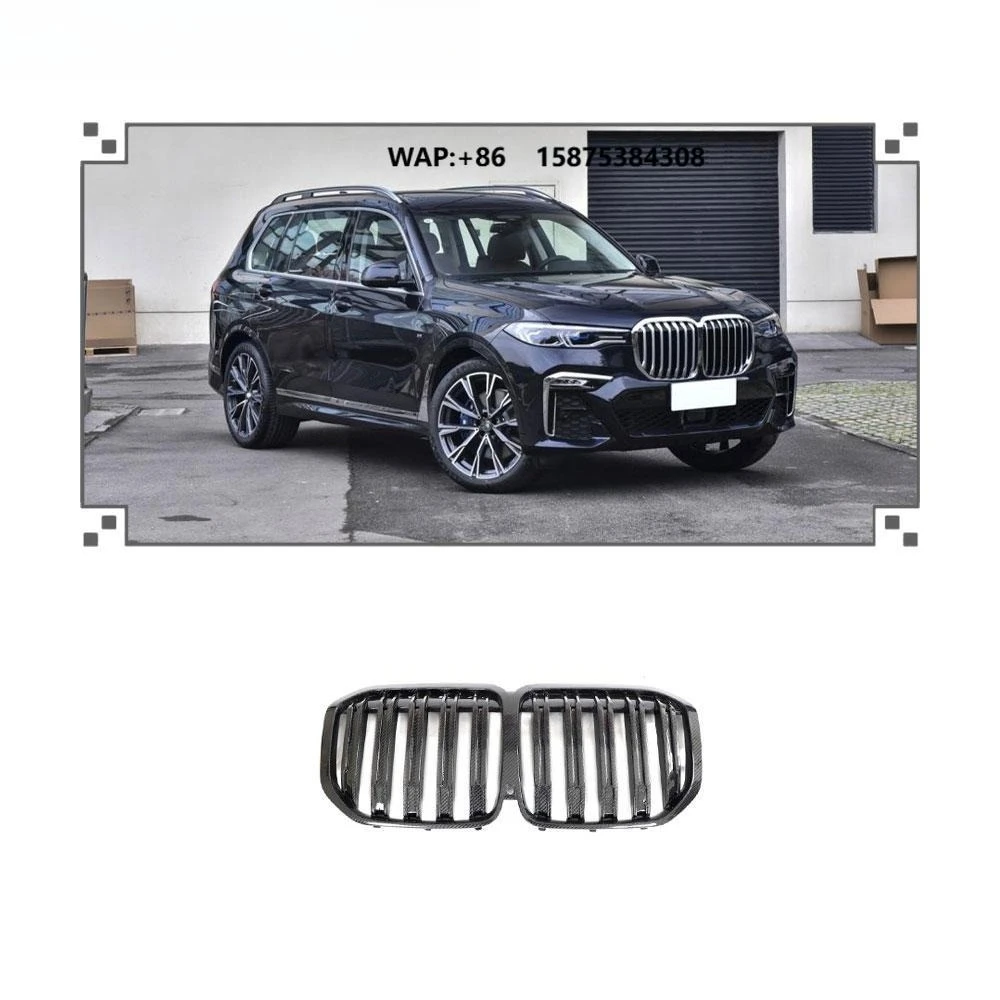 Car Front Bumper Grill Kidyney Grille Carbon Fiber Twin Slat for X7 G07 2023-2024
