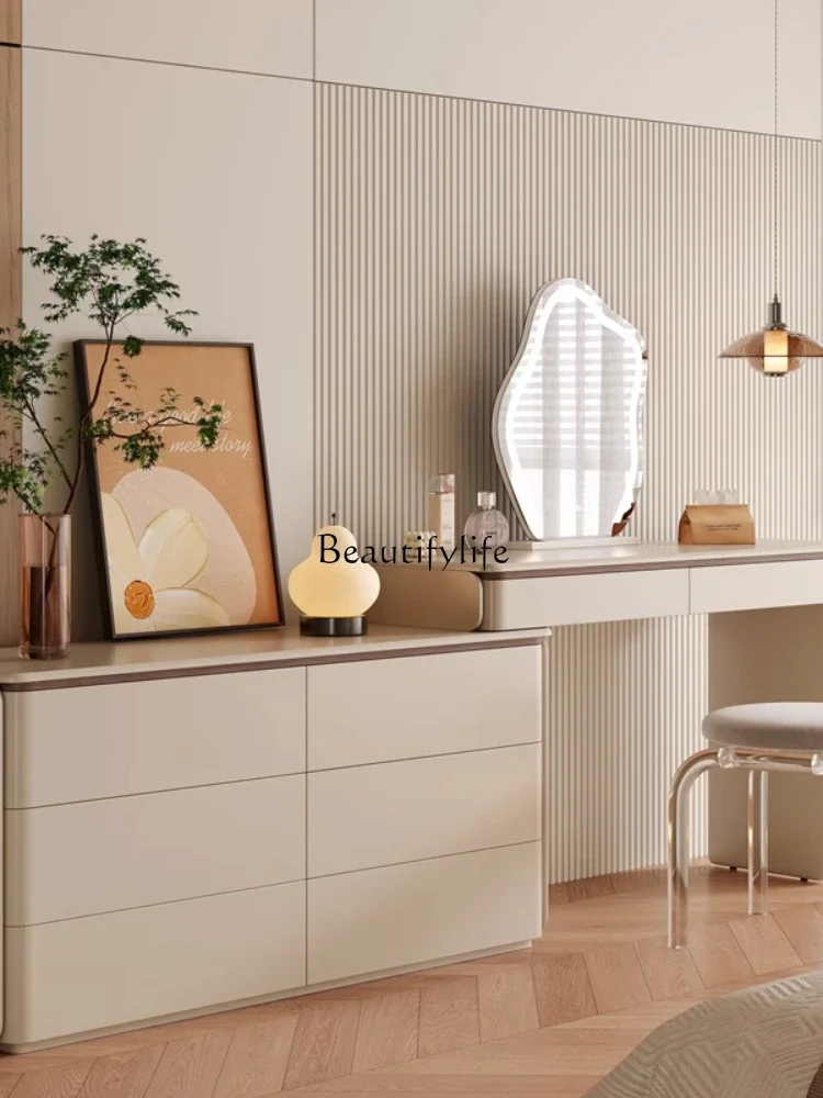 35**Modern simple white light luxury solid wood retractable makeup table dressing table bedroom