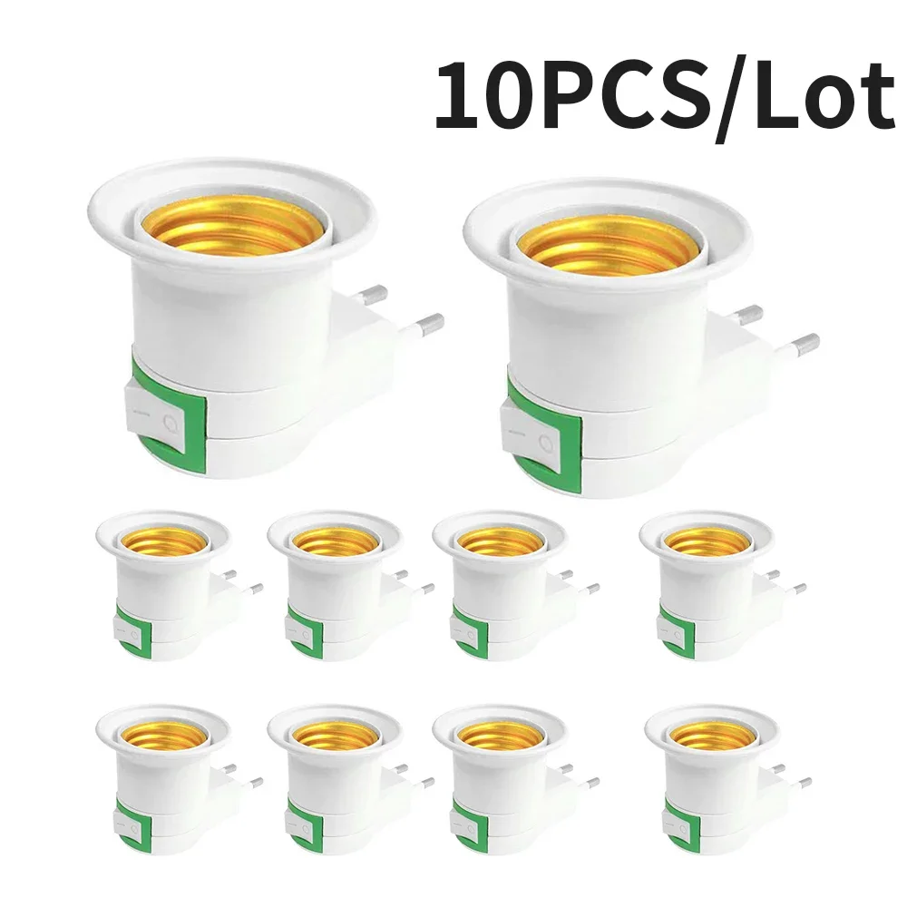 10PCS/Lot E27 EU/US Plug Adapter with Power on-off Control Switch LED Socket Lamp Base Lamp Socket Dropship Lamp