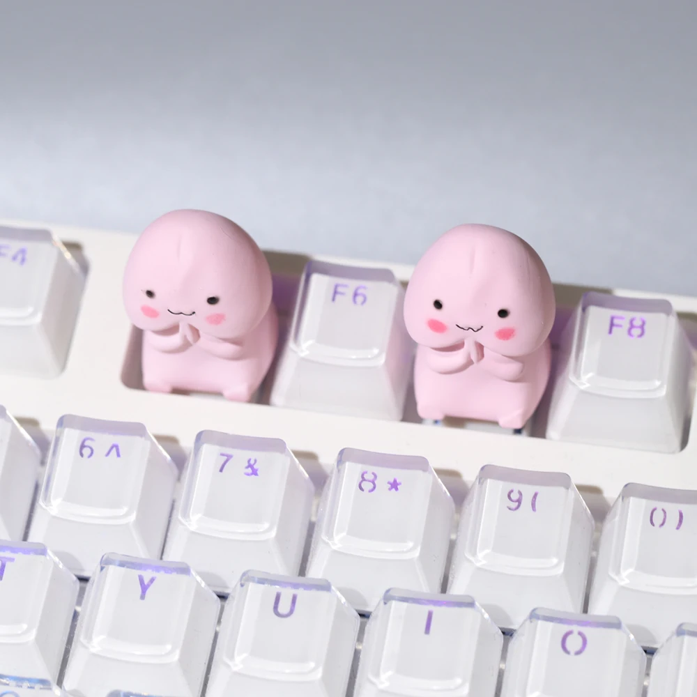 Teclado mecânico Keycaps substituição parte, engraçado personalidade dos desenhos animados, Tintim rosa, criatividade estéreo, paródia, 1pc