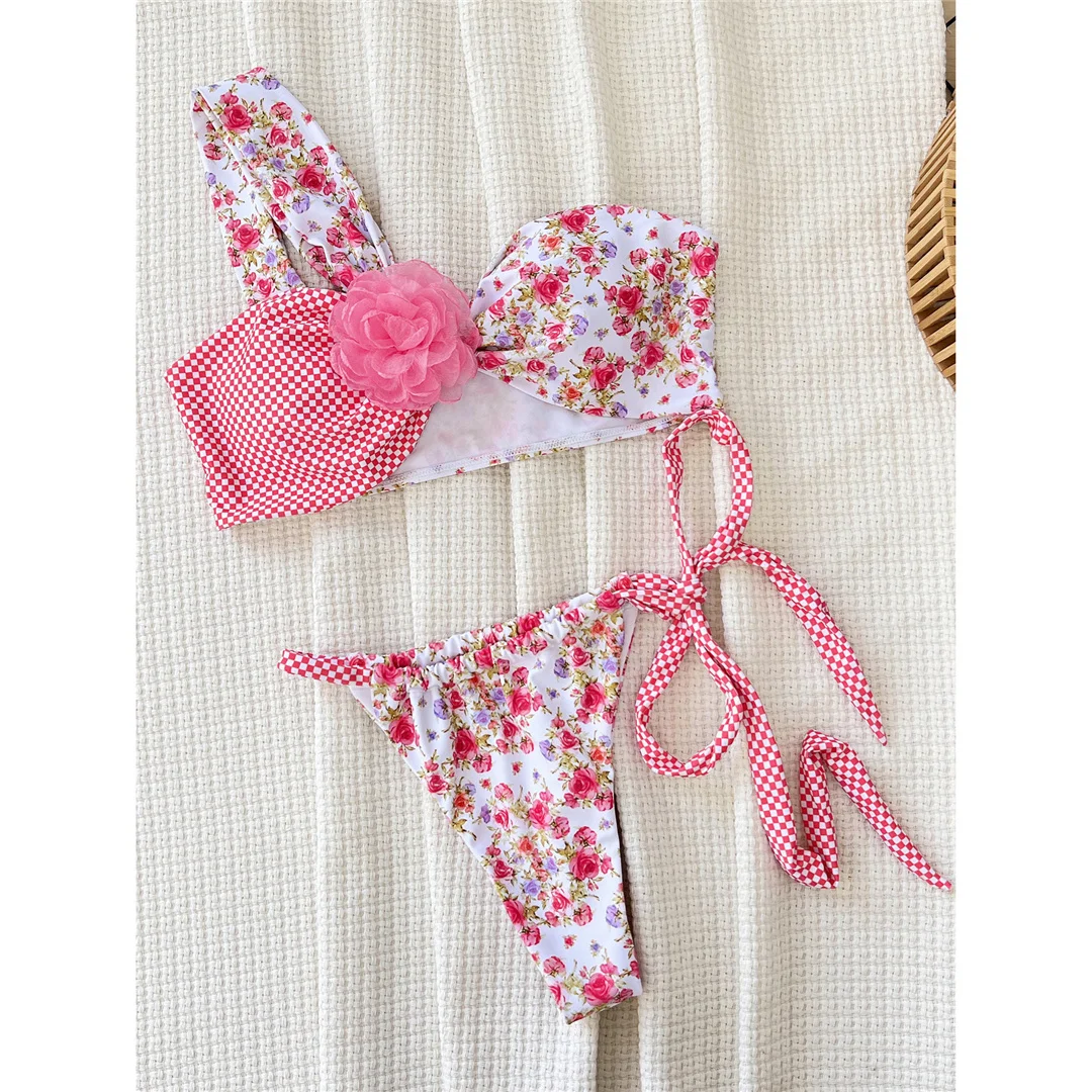 3D-Blumen, floral bedruckter, zweiteiliger Bikini, Damen-Badeanzug, zweiteiliges Bikini-Set, Badebekleidung, Badeanzug, Schwimmanzug V5838 – Detail 9