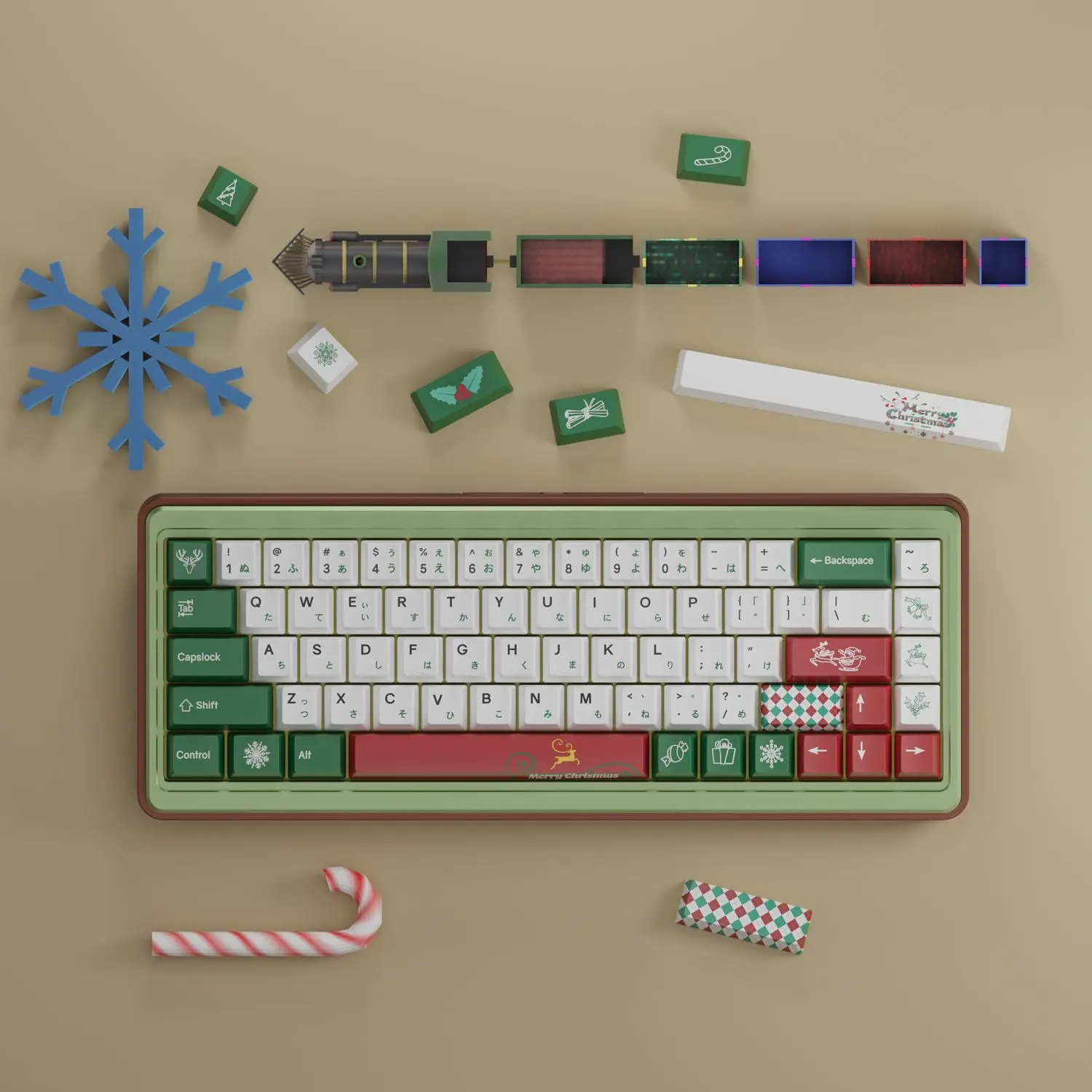 Christmas theme five-sided sublimation opaque mechanical keyboard personalized keycaps