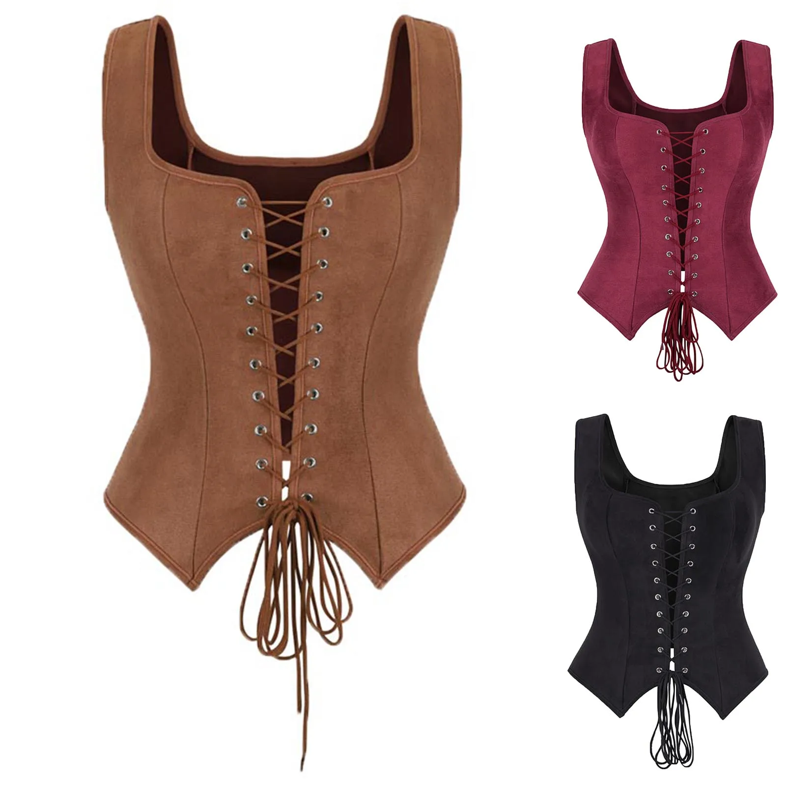 Top Corset Vintage para Mujer, Chaleco Estilo Pirata Victoriano, Disfraz de Halloween Renacentista