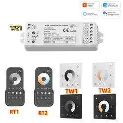 WZ1 Tuya LED Controller ZigBee 2CH * 5A Wireless RF Dimmer RT1 RT2 TW1 TW2 DC12-24V 36V per lampada a striscia LED CCT monocolore