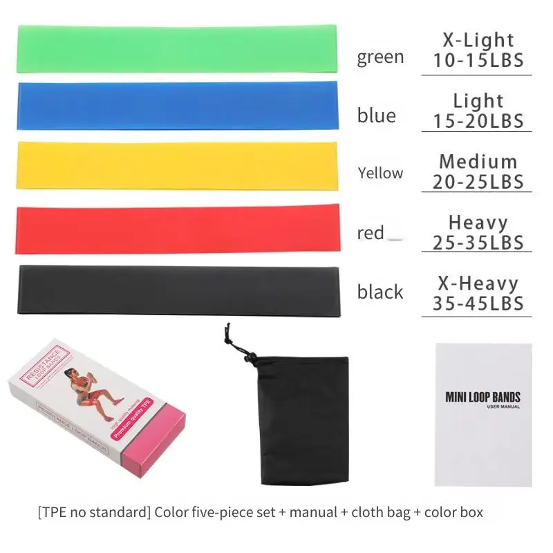 5 Level Yoga Resistance Bands Set 5 Pieces Elastic Workout Bands For Strength Training Pilates Stretching Home Fitness Exercise