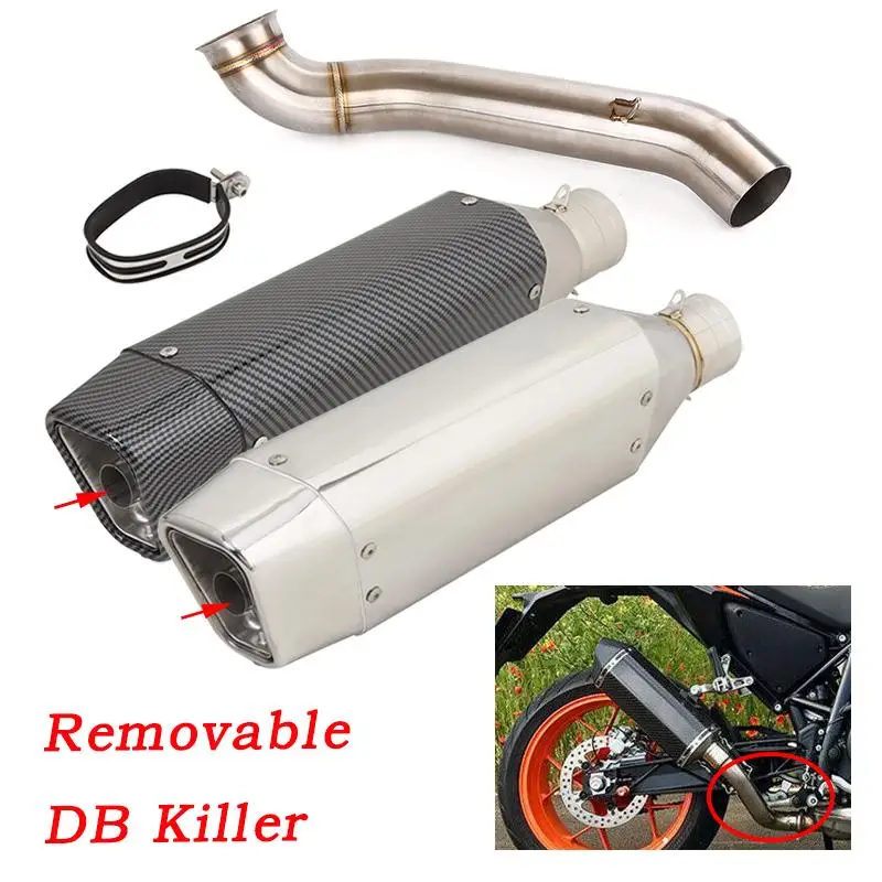 

Motorcycle Exhaust Pipe Escape Muffler Mid Link Pipe Stainless Steel Connect Tube With DB Killer Modified For Duke 690 2012-2018